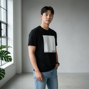 야광 그래픽 반팔 티 남녀공용 라운드티 커플룩 형광 반팔티셔츠 기본 무지티