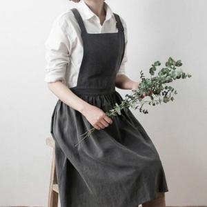 린넨 앞치마원피스 카페용 주방 작업복 유니폼