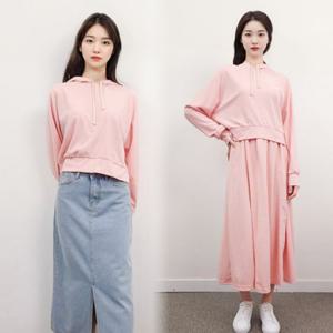 가을 겨울 피치기모 후드티 롱 원피스 세트 등원룩