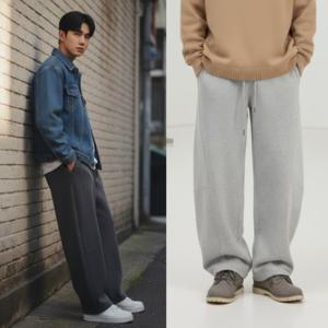 남자 커브드팬츠 벌룬 와이드트레이닝 팬츠 스팬츠 츄리닝 통바지