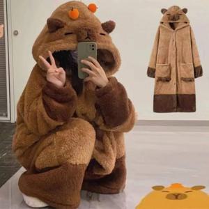 귀여운 후드 달린 수면 파자마 포든하고 따뜻한 동물 잠옷