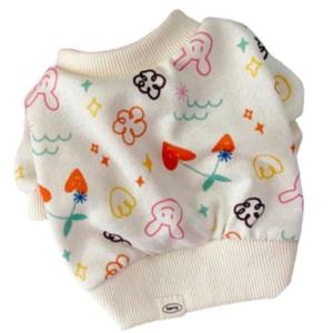 강아지 귀여운 데일리 크롭 긴팔티 아이보리 2XL 1P 간절기