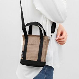 여성 배색 심플 컴팩트 미니 캔버스 1P 옆가방