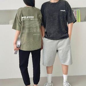 남녀 레터링 올인원 반팔티 1P 루즈핏 패션 커플룩