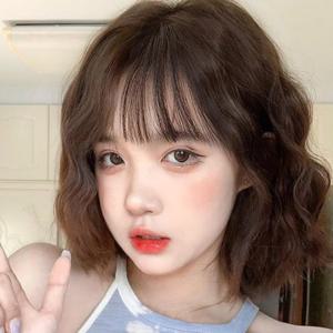 물결펌 단발머리 통가발 브라운