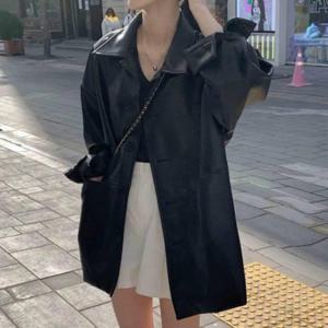 여성라이더자켓 가죽재킷 루즈 바이크 카라넥 오버핏