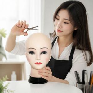 미용실 헤어 마네킹 거치대 커트 연습용 인모 가발 스탠드 홀더 시험 도구