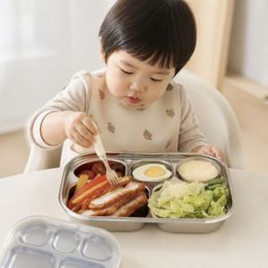 스테인리스 유아 식판 이름 어린이집 유치원 급식판 뚜껑 포함 식기