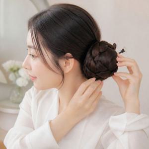 결혼식 쪽머리 가채 한복 올림머리 붙임 머리핀 헤어 가발 스타일링 용품