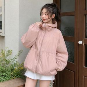 여성 아노락 바람막이 집업 점퍼 메쉬 안감 후드 자켓 봄 가을 비치 수영복 아우터