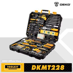 DEKO 228피스 소켓 렌치 자동차 수리 도구 조합 패키지 혼합 도구 세트 플라스틱 공구함 보관 케이스 포함