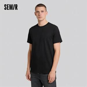 Semir 2026 반팔 티셔츠 남성 봄 신작 순수 코튼 바닥 셔츠 단순 통근 캐주얼 탑 솔리드 컬러 라운드 넥