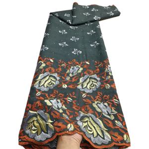 도매 아프리카 코 튼 레이스 패브릭 자 수 나이지리아 스위스 Voile 레이스 직물 5 야드 여성을위한 바느질 웨딩 파티 드레스