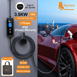 페이리 EV 충전기 타입2 3.5KW 16A 휴대용 충전 박스 세트 전류 및 지연 시간 설정 가능 5M 케이블 전기차용 충전기