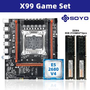 SOYO X99 마더보드 세트 키트(인텔 LGA2011-3 제온 E5 2680 V4 및 DDR4 16GB(2*8GB) 2133MHz 듀얼 채널 RAM M.2 NVME 포함)