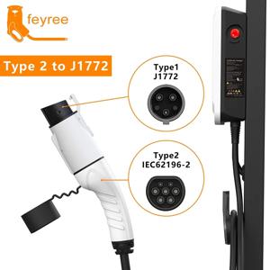 feyree EV 충전기 어댑터 Type2 IEC62196-2 - Type1 자동차 충전 소켓 AC 충전기 어댑터 32A 1상 3.5KW 7KW 최대 전기차용