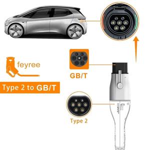 Feyree EV 충전기 어댑터 Type2-GB/T 변환기 32A 22KW 3P 중국 표준 전기 자동차 7KW 32A 1P EV 자동차 커넥터