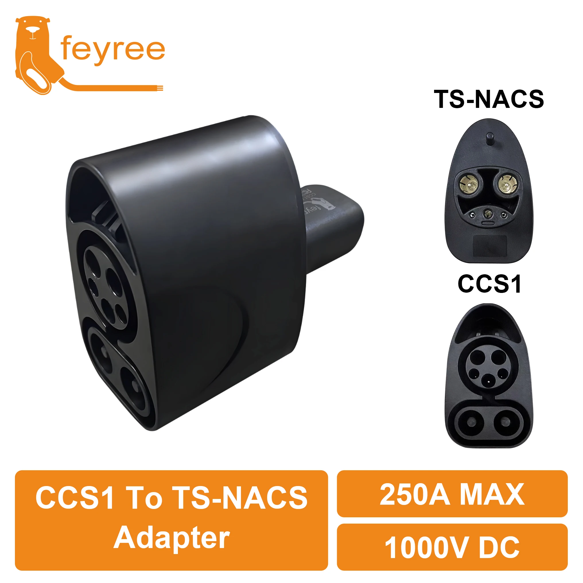 Feyree CCS1-TS-NACS 어댑터 250A DC 테슬라 모델 3/X/Y용 TS-NACS 충전 포트 지원 CCS1 충전기