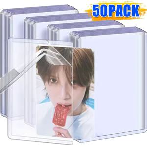 1/25/50Pcs 투명 카드 슬리브 보호 필름 홀더가있는 한국어 Kpop 카드 슬리브 아이돌 사진 게임 카드 홀더 커버 35PT