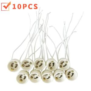 10-50개 GU10 LED 전구 홀더 할로겐 램프 홀더 LED 램프 홀더 세라믹 바디 배선 소켓 세라믹 실리콘 케이블 램프 베이스