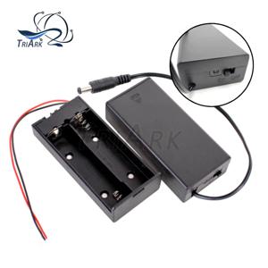 DC 헤드가있는 1PCS 18650 배터리 보관 케이스 3.7V 2x18650 배터리 홀더 박스 컨테이너 (2 슬롯 ON/OFF 스위치 포함)