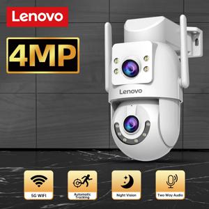 레노버 4MP HD 와이파이 PTZ 카메라 실외 듀얼 렌즈 듀얼 스크린 자동 추적 보안 IP 카메라 CCTV 오디오 비디오 감시