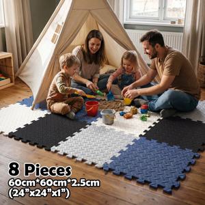 8개입 두께 2.5cm 아기 놀이매트 60x60cm EVA 폼 인터로킹 바닥 보호매트 유아용 부드러운 퍼즐매트