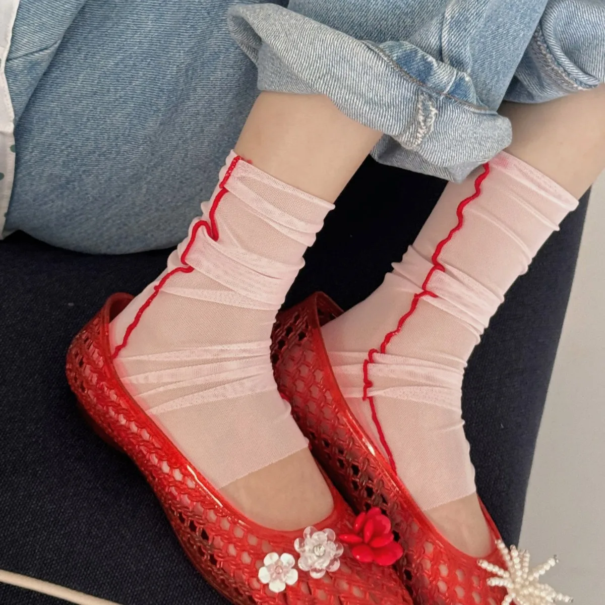 라이오셀 레그 워머 여성 여름 아이스 실크 메쉬 레그 워머 발 커버 통기성 자외선 차단 종아리 양말 스테핑 레그 커버
