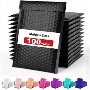 100Pcs 충격 방지 버블 메일러 셀프 씰 폴리 패딩 봉투 여러 크기 소규모 비즈니스 배송 포장 용품