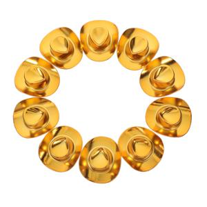 10Pcs 플라스틱 미니 반짝이 카우보이 모자 DIY 장식을위한 서양 공예 용품 홈 파티 호의 컵케익 병 키 체인