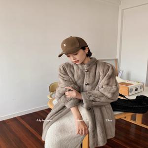 HDHOHR 2026 신상 리얼 밍크 퍼 코트 여성 패션 고급 통퍼 여성 코트 겨울용 두꺼운 따뜻한 리얼 밍크 퍼 재킷 여성용
