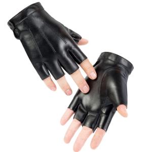 PU LeatherGloves 핑거리스 남성 모터 펑크 장갑 남성 장갑 블랙 하프 핑거 야외 운전 장갑 Guantes Ciclismo