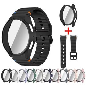 삼성 갤럭시 워치 7 6 5 4 40mm 44mm 실리콘 오리지널 밴드 PC 보호 커버 범퍼 갤럭시 워치 6 액세서리