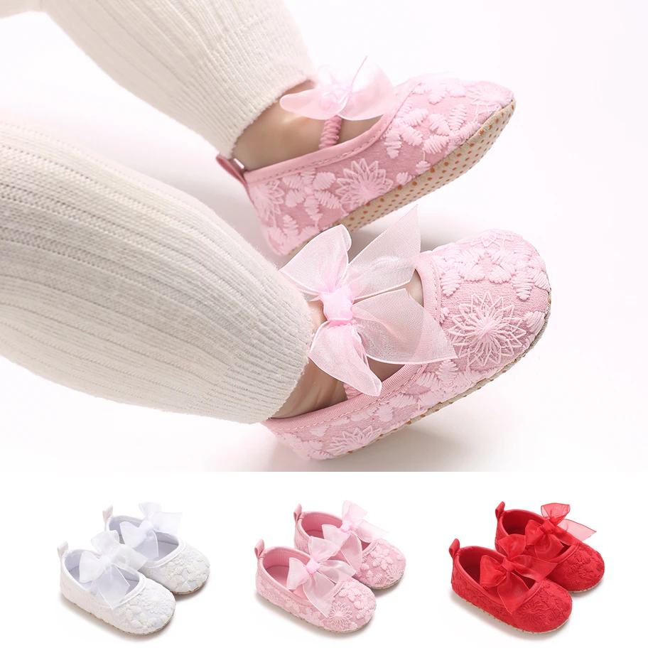 3 색 귀여운 레이스 아기 소녀 공주 신발 아기 모카신 Moccs 신발 활 프린지 부드러운 밑창 미끄럼 방지 신발 유아용 신발