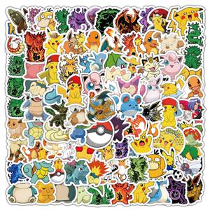 100PCS Kawaii 피카추 애니메이션 포켓몬 스티커 노트북 가방 스케이트 보드 기타 전화 만화 스티커 아이 선물 장난감