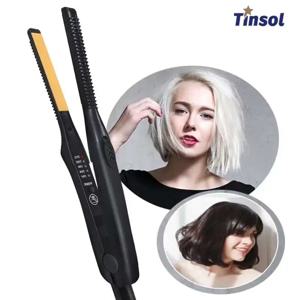 2-in-1 미니 헤어 스트레이트너 컬링 아이언 여성 및 남성을 위한 전문 세라믹 짧은 플랫 아이언 수염 스트레이트너