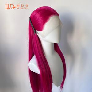 핫핑크 레이스 프론트 가발 미라 코스프레 가발 26인치 롱 스트레이트 헤어 가발 13*4 레이스 프론탈 애니메이션 코스프레 고품질 섬유