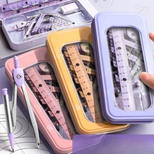 자 8종 세트 학생용 컴퍼스 각도 측정자 삼각자 자 풀세트 문구 선물 패키지