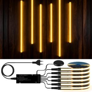 12V 음향 벽 패널 장식 램프, 더욱 은밀하게 조절 가능한 블랙 PCB COB 라이트 스트립(터치 스위치 포함), TV 캐비닛 백라이트용
