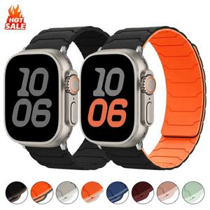 애플 워치용 실리콘 마그네틱 루프 밴드 46mm 44mm 40mm 49mm 45mm 42mm 41mm 스트랩 iWatch 시리즈 울트라 3 11 10 9 8 7 6 5 SE 3