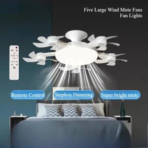 드론 디자인 무소음 천장 선풍기 조명 E27 베이스 리모컨 조절식 디밍 가능 3색 LED 천장 선풍기 조명 (거실, 침실용)