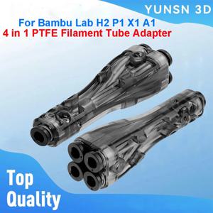 4 in 1 PTFE 필라멘트 튜브 어댑터 (밤부랩 H2 P1 X1 A1 3D 프린터용) 필라멘트 클린 패드, 다중 소재 호환, 막힘 방지