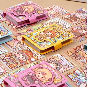 미니 드레스업 스티커북 1권, 작은 콩알 크기의 노트북, 주머니에 휴대하기 쉬움, 저널용 귀여운 노컷 스티커, 창의적인 장면 드레스업 스티커북