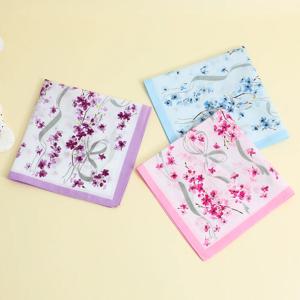 6/12pcs 여성용 통기성 면 손수건 휴대용 인쇄 사각형 수건 결혼 선물 일상 사용에 이상적