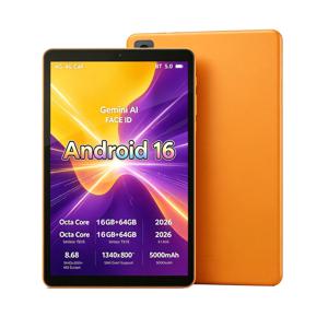 2026년형 최신 안드로이드 16 4G LTE 태블릿 PC, 8.7인치, T616 옥타 코어 프로세서, 16GB RAM, 64GB ROM, 2TB 확장 가능, 5000mAh 배터리, 5G, Wi-Fi, 90Hz, GPS, TF 카드, SIM 지원