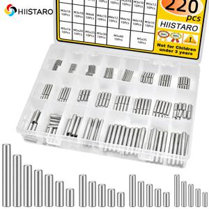 220Pcs 304 스테인레스 스틸 다웰 -22 사이즈 M2 M3 M4 M5 원통형 선반 지지 핀 고정 요소 조합 키트