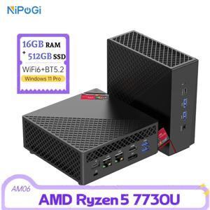 니포지 미니 PC, 라이젠 7 7730U 16GB DDR4 512GB SSD 미니 컴퓨터 (8코어/16스레드 4.5GHz), 4K 트리플 디스플레이 WiFi6 BT5.2 게이밍 오피스 PC