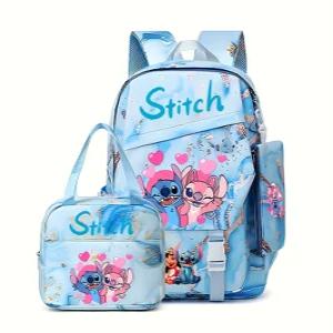 3PCS 스티치 듀얼 스트랩 가방 - 가벼운 소재와 사랑스러운 프린트 - 일상 사용 및 졸업 선물로 완벽