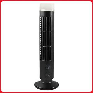 가정 및 사무실용 수직형 날개 없는 냉각탑 팬, 조명 포함, USB 플러그인 또는 배터리 전원, 2단 속도 조절 가능