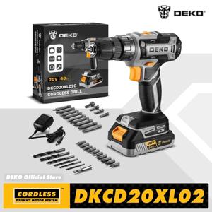 DEKO 20V 무선 드릴 가정용 다기능 전동 공구 2 속도 충전식 전기 스크루 드라이버 리튬 배터리